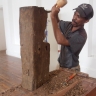 Thami Kiti beginning work on a sculpture -