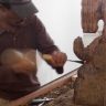 Thami Kiti busy working on his sculpture -