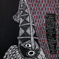 Taboo to Discuss what has been Taught at Mukanda, n.d. Chitenge and Acrylic on Canvas Private Collection, 80cm x 60cm, (Image courtesy of Ruth Stanford)