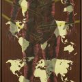 Diana, 2009. Acrylic and embroidery on screen printed fabric, 200 x 90 cm. (Image courtesy of the artist).