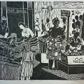 Woman at work, 1983. Linocut print, 48 x 47 cm (Source: Bjork, C. Art/images in Southern Africa )