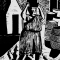 David Hlongwane. Farm Worker, 1986. Linocut