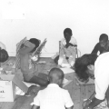 Mask making with Patrick Solomon. c. 1985-87. Boschendal, Paarl. (Photo: L Davis)