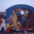 Khanya Mehlo, Liza Jacobs, Ernest Fulani and Shakes Tembani. Mural, Facilitators: Sipho Hlati and Tony Mhayi, Gugulethu Indoor Multisport Complex Mural, 1999