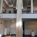 My Mothers Dress, 2019. Calico dress cement and print, 700 cm. (Image courtesy of the artist)