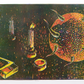Ncumisa Mcitwa, Icamagu, 2023. Ink on Fabriano paper (wood cut), 62.1 x 77.9 cm. Photo courtesy Centre for Curating the Archive.