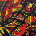 Mario Pissarra, Night, 2025. Linocut print on paper, 35 x 50 cm, edition of 3.