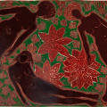 Raja Oshi, Synchronised Sinking, 2025. Linocut print on paper, 35 x 50 cm, edition of 14.