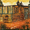 Siyabonga Sikosana, Emkhukwini, 2025. Linocut print on paper, 35 x 50 cm, edition of 14.