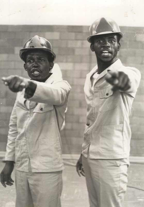 'Qonda' play, workshopped and performed by workers c 1986 (photo - courtesy Ari Sitas)