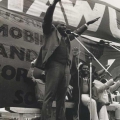 Zondi and fellow Sarmcol workers, MAWU rally, 1986 (photo - courtesy Ari Sitas)