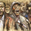 Iculo Eliyilozayo, 2009. Charcoal mixed on paper, 152 x 77 cm (Image courtesy of the artist)