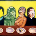 The lost supper, 2003/4.  Acrylic on board, 122 x 244 cm (Image courtesy of the artist)