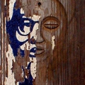 Mask no 5, 2002. Acrylic on carved wood, 16- 45 cm. (Image courtesy of the artist).