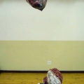The Dream of the Somnambulist, 2012. Plastic carrier bags, water, coffee, cocoa, sugar, food colorant, cotton cloth and plaster. (Image courtesy of the artist).