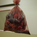 The Dream of the Somnambulist, 2012. Plastic carrier bags, water, coffee, cocoa, sugar, food colorant, cotton cloth and plaster. (Image courtesy of the artist).