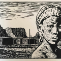 Krotoa in Wolwerivier, 2019. Linoprint on archival paper. (Image courtesy of the artist).