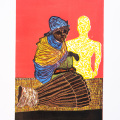 Zwelinjani Radebe, Isidwaba series, 2026. Relief print on paper