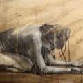 Multum in Parvo II, 2014. Graphite, Ink, acrylic and spray paint on Belgian linen. 100 x 160 cm. (Image courtesy of the artist)