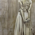 The Calling, 2014. Graphite, ink, acrylic and spray paint on Belgian linen. 200 x 90 cm. (Image courtesy of the artist)