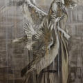 The Silence Before, 2014. Graphite, ink, acrylic and spray paint on Belgian linen. 120 x 150 cm. (Image courtesy of the artist)