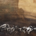 Victory, 2014. Ink and acrylic on wood panel. 42 x 72 cm. (Image courtesy of the artist)