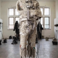 Web Jacket, 2015. Computer parts, clothes and belts. 215 x 55 x 65 cm (Image courtesy of the artist)