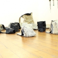 Digital Bags (installation detail), 2015. Computer keys and cloth. Dimensions variable (Image courtesy of the artist)