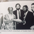Es’kia Mphahlele with Board members and funders of Funda Arts Centre.