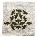 Untitled (Buffalo heads), 2020. Waterproof canvas and organza (hand cut and stitched), 53 x 57 cm (Photo courtesy of artist and Guns & Rain)