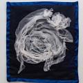 Four Walls: no 4, 2020. Waterproof canvas, acrylic paint, satin ribbon, cotton thread, tulle, lace, poly satin. 82 x 93 cm (Image courtesyof Luamba Muinga)