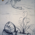 Untitled drawing of Mandla Nongogo at Zolani Centre workshop. 1992). Presumed lost. Photo: MP)