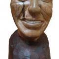 F.W. De Klerk  (Nobel laureate series), 2007. Wood, 35 cm (h), 2007. Collection: William Humphrey's Art Gallery. Photo: Mario Pissarra.