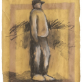 Onlooker, 2010. Charcoal and chalk with spray paint on paper. 58 x 40.5 cm (Image courtesy of Durban Art Gallery)