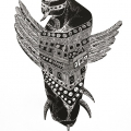 Dumi Mabaso 'Angel of the Night', 2013. Linocut. 64.7 x 48 cm (Image courtesy of Durban Art Gallery)