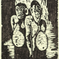 Dem Belly Full … (But We Hungry).  Linocut on paper. 38 x 28 cm (Image courtesy of Durban Art Gallery)