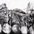 Cape Town industrial landscape, 2009. Triptych, mixed media on cotton rag archival paper, 250 cm x 150 cm