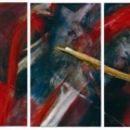 Sentences: Red firedancer. Mixed media, 260 cm