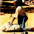 Cultural exchange - Joe Madisia at 1995 Tulipamwe International Artists Workshop held at Dordabis in Namibia