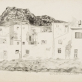 Eckard Street - back view of crescent next to the Avalon Bioscope, 1982. Pencil on paper. 41 x 59 cm (Photo: Mike Hall)