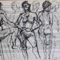 Nude Studies, 2013. Ink on printed page. 31 x 47 cm (Photo: S Williams)