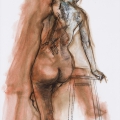Leaning Nude, 2008. Acrylic paint, felt pen and collage on card. 91.5 x 60.5 cm (Photo: Mike Hall)
