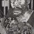 For Whom the Bell Tolls, c. 1994. Etching on paper. 20 x 10.5 cm (Nigel Pamplin)