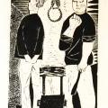 Interrogation, 1982. Linocut on paper. 23.5 x 37 cm