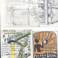 Artwork for Vakalisa exhibition invite, c. 1988 and Azazo Cultural festival poster, c. 1985. Pen and pencil on paper. 42 x 29.5 cm. (Image courtesy of the artist).