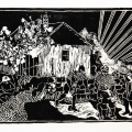 Playtime in Shiyane, 1981. Linocut. 27 x 40 cm. Artist's collection (Photo: S Williams)