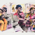 The Journey Home, 2010. Mixed media collage on paper. 34.5 x 52.5 cm (Photo: Mike Hall)