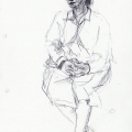 Female Figure on train, c. 1982 – 1986. Ballpoint on paper. 21 x 29.7 cm. (Image courtesy of the artist).
