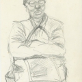 Woman with Bag, c. 1982 – 1986. Pencil on paper. 21 x 29.7 cm. (Image courtesy of the artist).