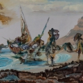 Jakob Willemzoon de Wet Arrives at the Cape, 2015. Oil on board. 80 x 120 cm. (Image courtesy of the artist).